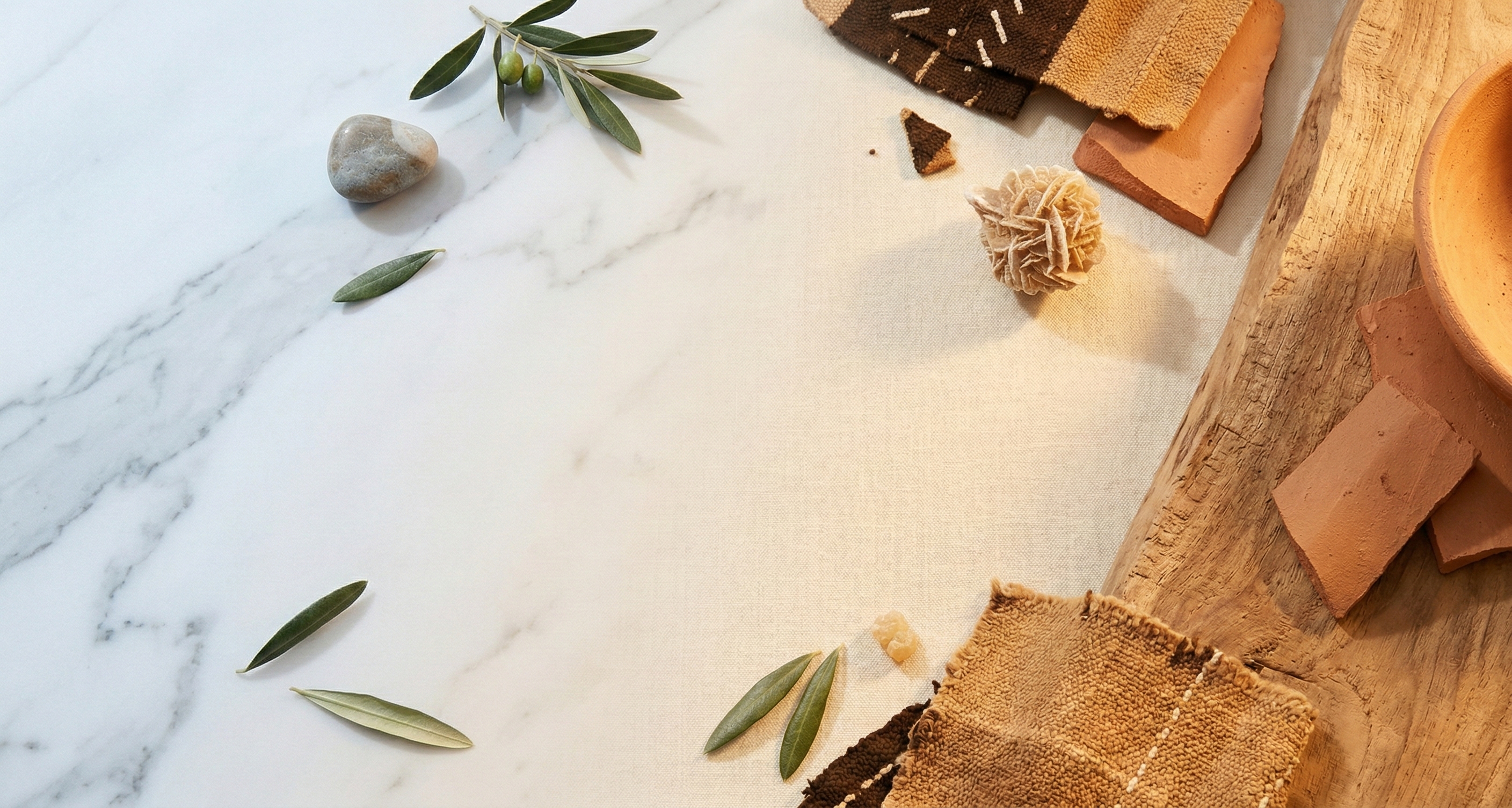 Matières premières — olivier, bogolan, marbre